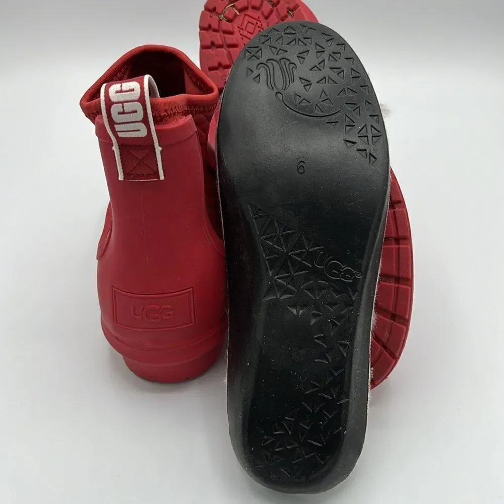 ✨UGG Red Rainboots Size‎ 6 Chevonne Ankle Rain Booties B22B